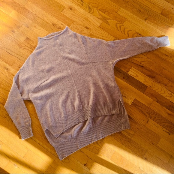 Pure cashmere tan melange funnel neck relaxed fit sweater - Picture 5 of 6